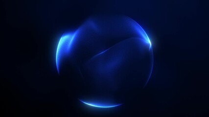 Navy blue shimmering energy sphere of glowing liquid particles and magic plasma on dark background. Luxury digital sci fi futuristic orb screensaver for business. 4k 60 fps looped minimal graphic. - Powered by Adobe