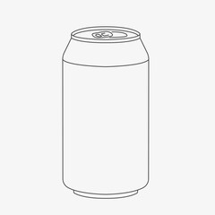 Aluminum Can for Lemonade or Soda. Beverage Container Outline Illustration. Vector on white