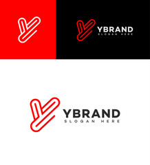 Y Brand Logo Design Red, Black, White, Minimalist, Modern, Creative, Letter Y, Line Art, Graphic