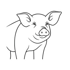 Pig Outline Vector Illustration Farm Animal Drawing Cartoon Livestock Design Graphic