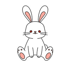 A cute cartoon rabbit is sitting on its hind legs