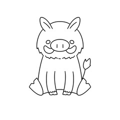A pig with a mustache sits on its hind legs