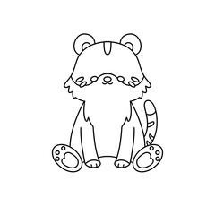 A cute cartoon tiger is sitting on its hind legs