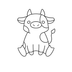 A cow is sitting on a white background
