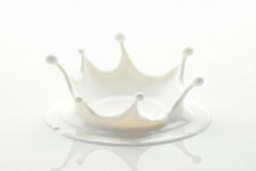 Milk splash, crown shape, creamy texture, white backdrop, close-up, design element, white background