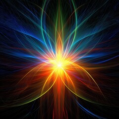 Psychedelic Light Mandala with Holographic Rainbow Fractals