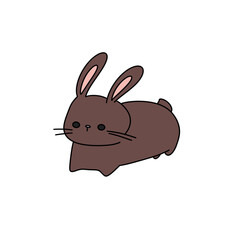 A cartoon rabbit is sitting on a white background
