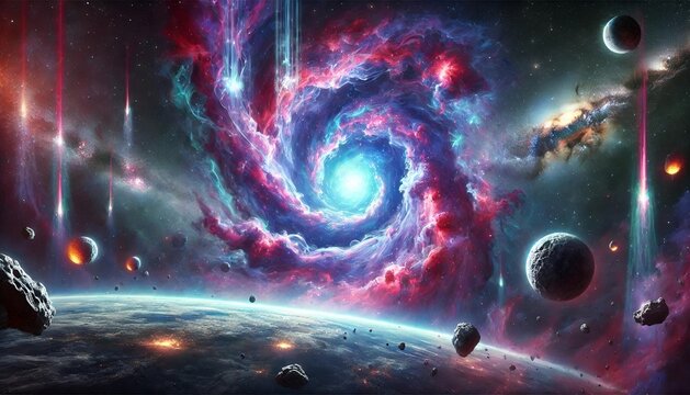 Abstract space background of a massive swirling nebula