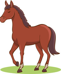 horse on a green grass