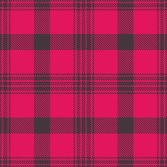 Metallic dark grey Tartan patterns fabric texture. Elegant Bright cerise Seamless Tartan