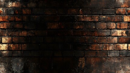 A dark, charred brick wall texture with varying shades of brown.