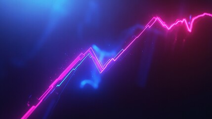 Double Exposure of an Upward Trending Stock Market Graph Visualization