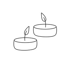 Two candles in a white background