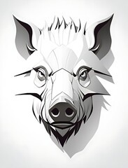 Detailed vector illustration of a wild boar head, highlighting its tusks and fierce expression.