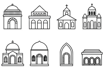 Set of Synagogue Icon Designs