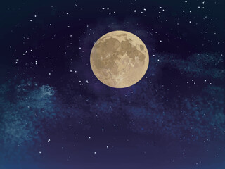 月の夜空_リアルタッチ_横