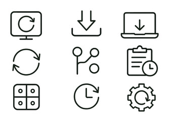 Download and update icons set: linear style for tech and productivity