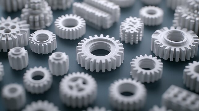Abstract collection of white gears