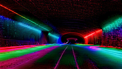 Futuristic Abstract Circuit Flow &ndash; Neon Digital Background