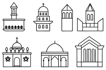 Different Types of Synagogue Vector Art