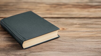 Vintage hardcover book lying on rustic wooden table