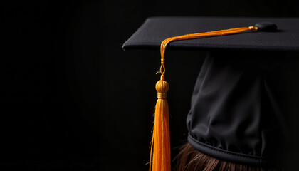 Graduation Cap against a Black Background  