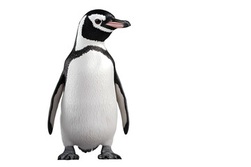 Naklejka premium Striking portrait of a magellanic penguin against stark black background