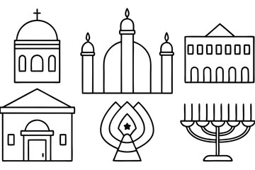 Collection of Synagogue Illustration Styles