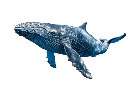 Majestic humpback whale gracefully swimming in the vast open ocean depth