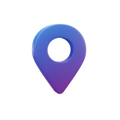 3D Location Pin Icon Gradient Purple Blue on transparent background