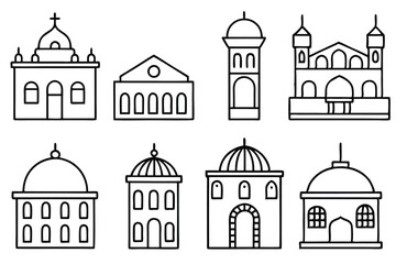Variety of Synagogue Line Art Collection