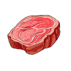 A pock menu, food, BBQ, grilled pork, pock on sticks, steak, raw pock 