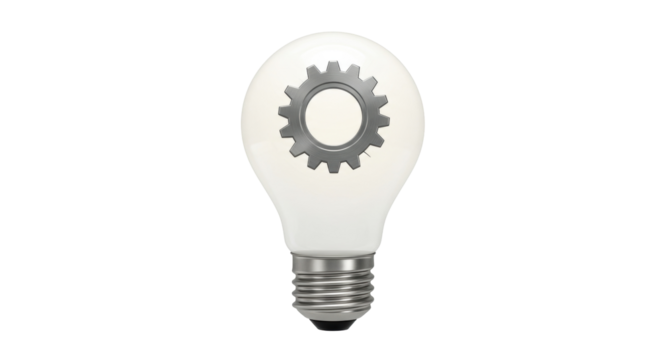 Isolated light bulb with gear inside - Powered by Adobe
