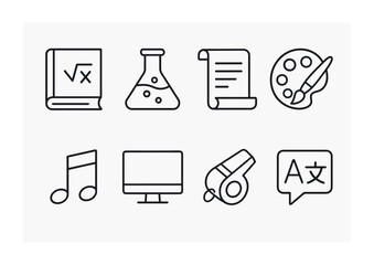 Educational icons set: linear style for learning and creativity