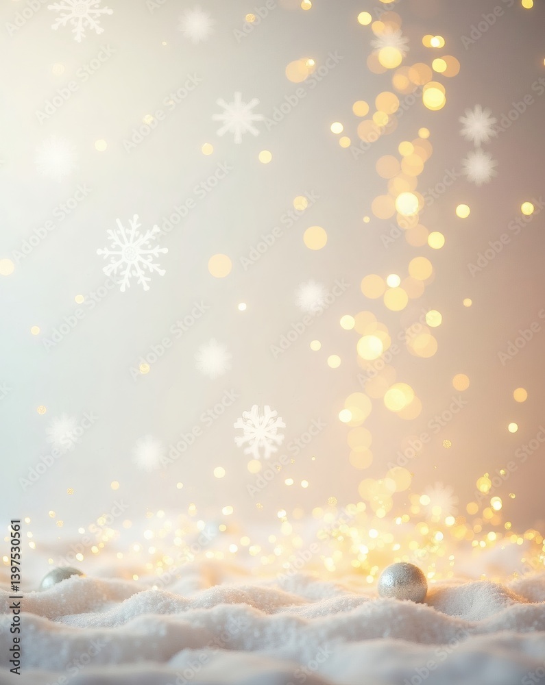 Poster a soft focus christmas or winter background with snowflakes and bokeh