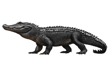 Obraz premium A monochrome rendering of an alligator with intricate details on black backdrop