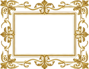 Elaborate Baroque Gold Frame in Polished Gold and Black for Classic Decoration [with copy space]