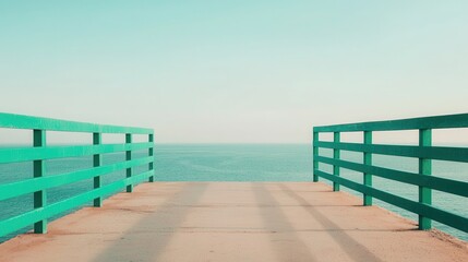 Tranquil Ocean View from a Wooden Pier Surrounded by Serene Waters and Clear Blue Skies