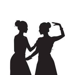 Balinese dancer silhouettes on white background