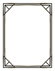Modern Art Deco rectangular frame in dark brown/bronze with double border [with copy space]