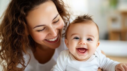 Mother cherishes her newborn baby with warmth and affection at home