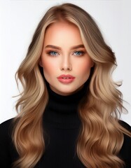 Fototapeta premium Hübsche junge blonde Frau, weißer Hintergrund