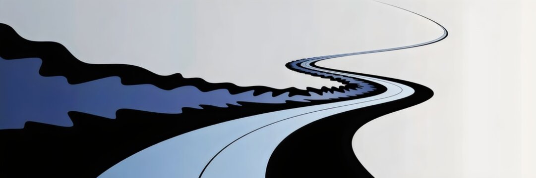 Abstract tangled path smoothing into an elegant curve