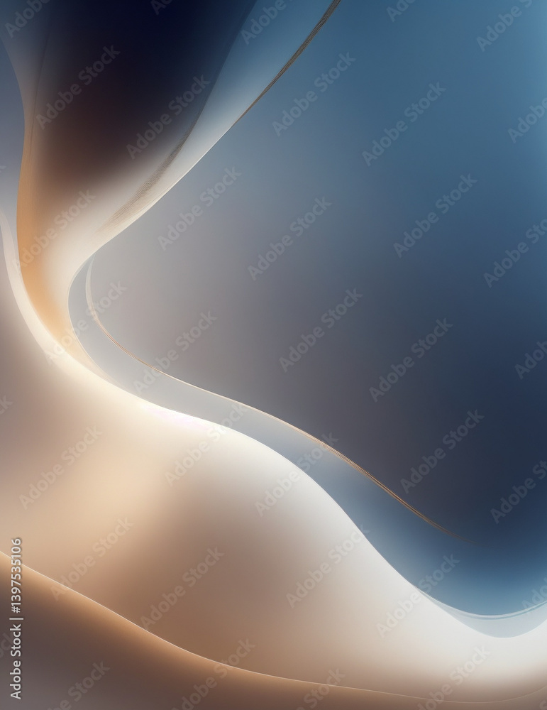 Wall mural abstract background with waves - abstract light blue and golden waves background - generative ai