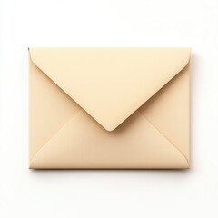 A single closed cream colored envelope isolated on white background