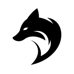 Obraz premium Powerful black silhouette of a stylized fox head logo. A bold, stylized graphic of a fox head, in solid black silhouette against a white background.