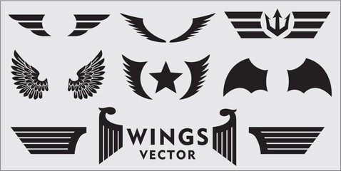 A set of vector images of wings for various purposes © SERGEI