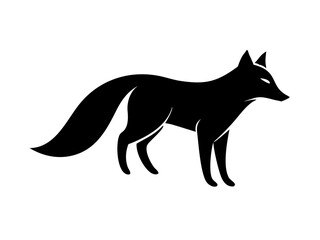 Powerful black silhouette of a stylized fox head logo. A bold, stylized graphic of a fox head, in solid black silhouette against a white background.