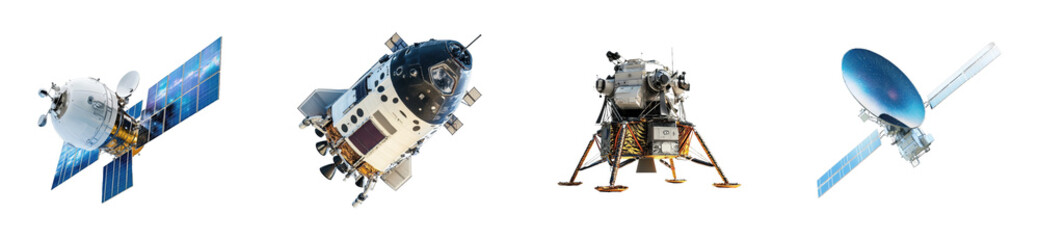 Fototapeta premium Exploring aerial technology innovations insights in spacecraft design. Cut out png set