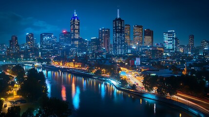 Fototapeta premium Bright tokyo city lights with tall tower high resolution picture